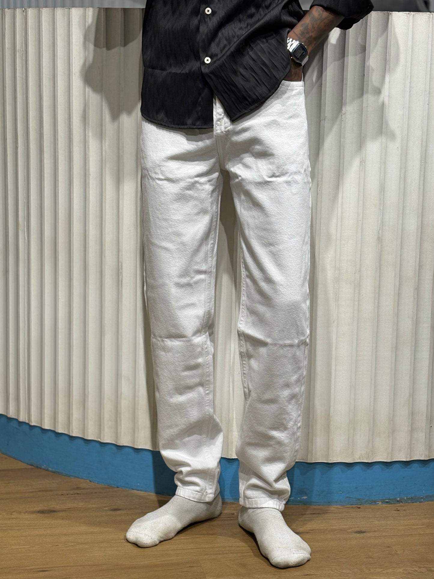 White Semi Baggy Jeans