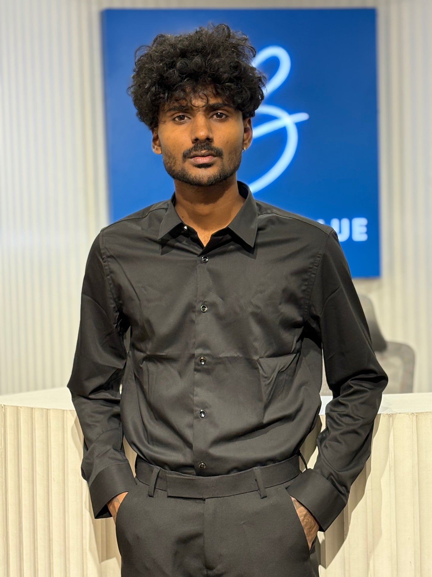 Black Slim Fit Liquid Shirt