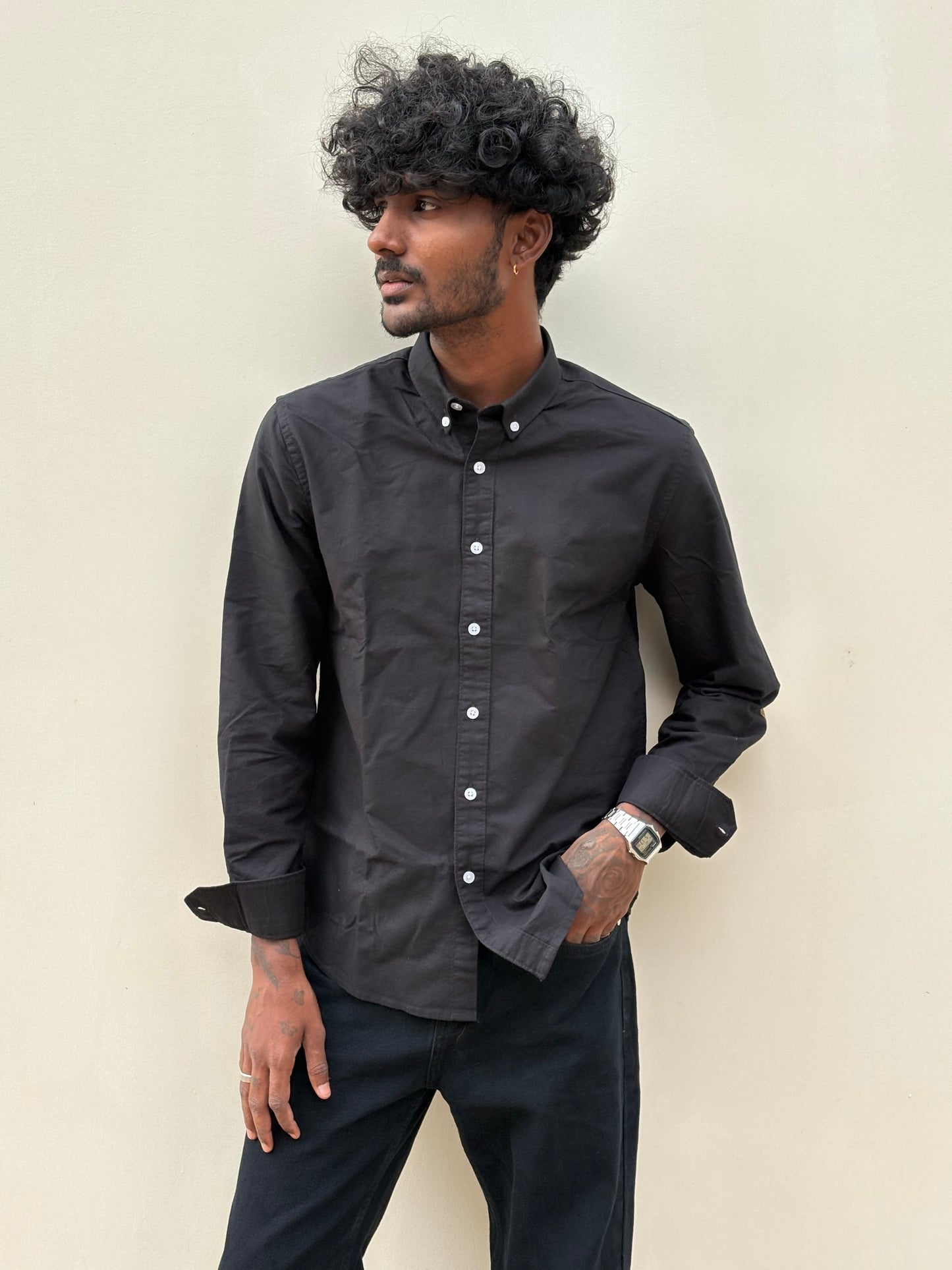 Black Elbow Patch Shirt