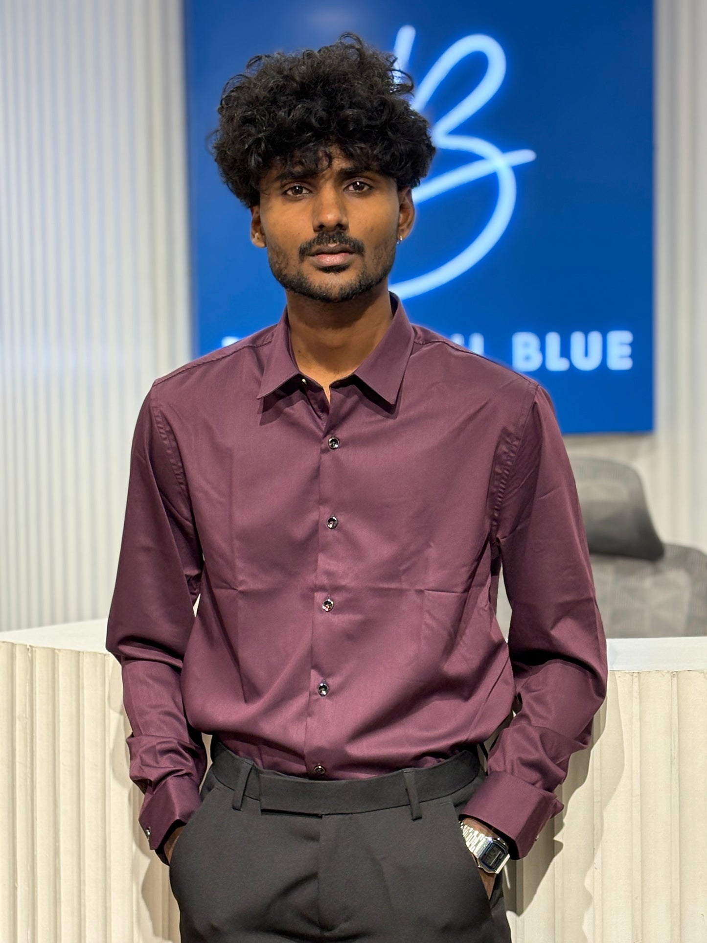 Violet Slim Fit Liquid Shirt