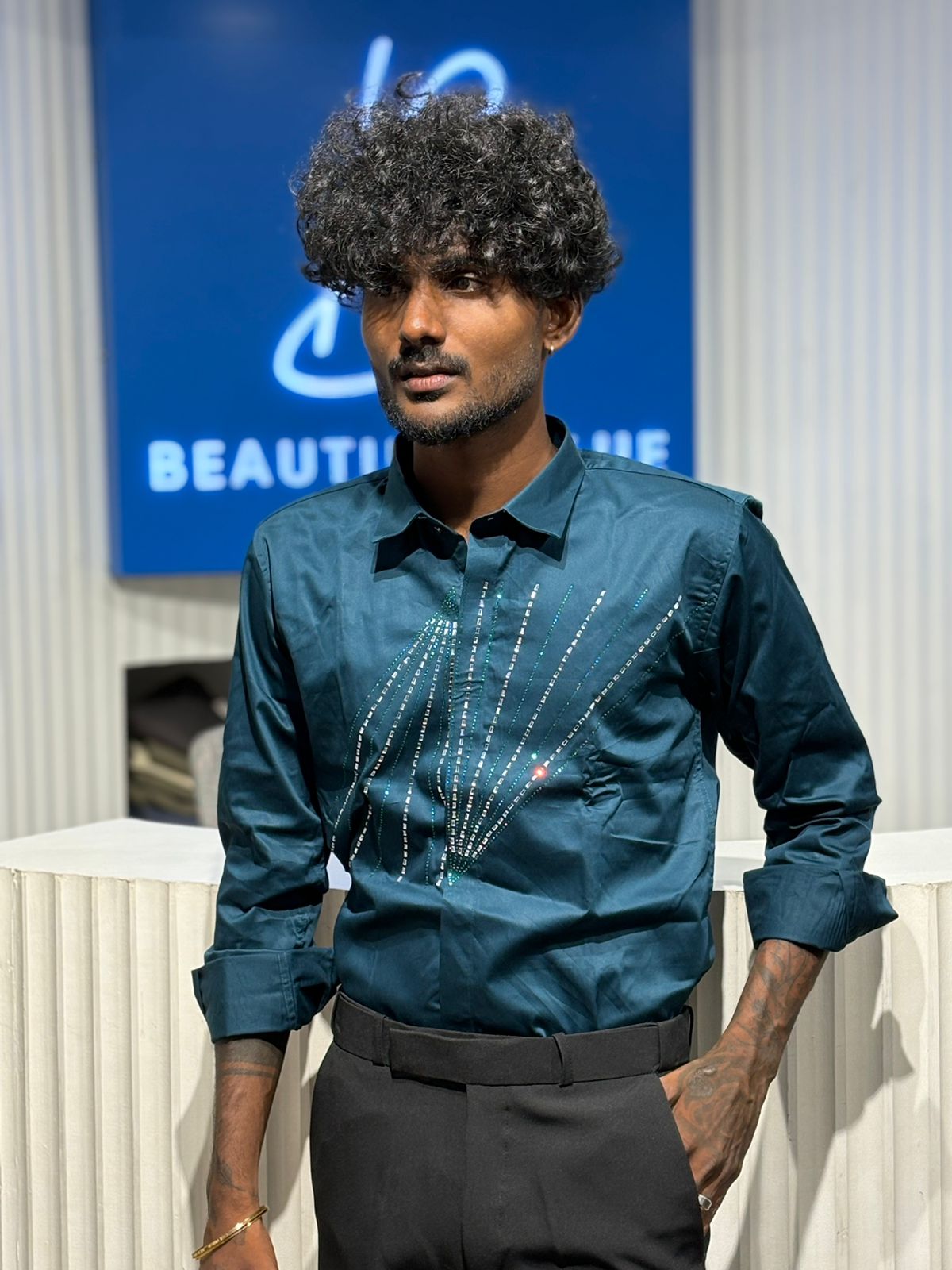 Teal Green Designer Shirt