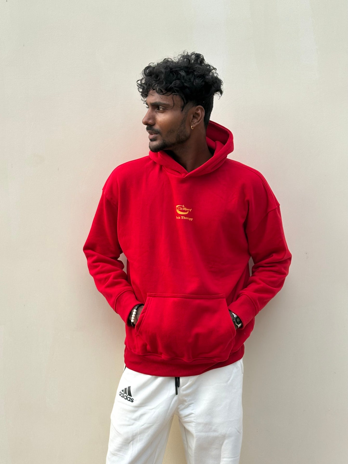 Red Printed Oversized Hoodie