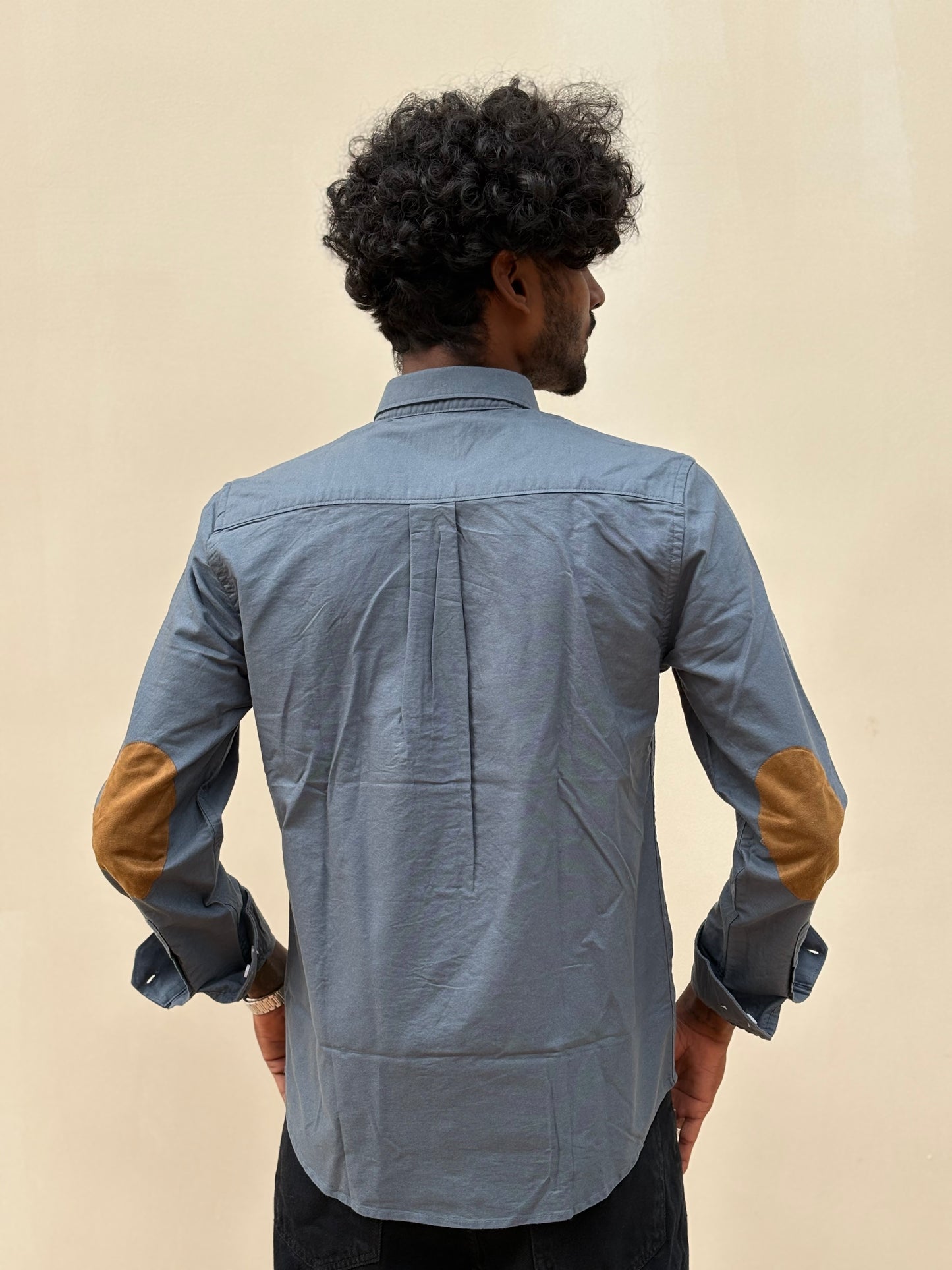 Blue Elbow Patch Shirt