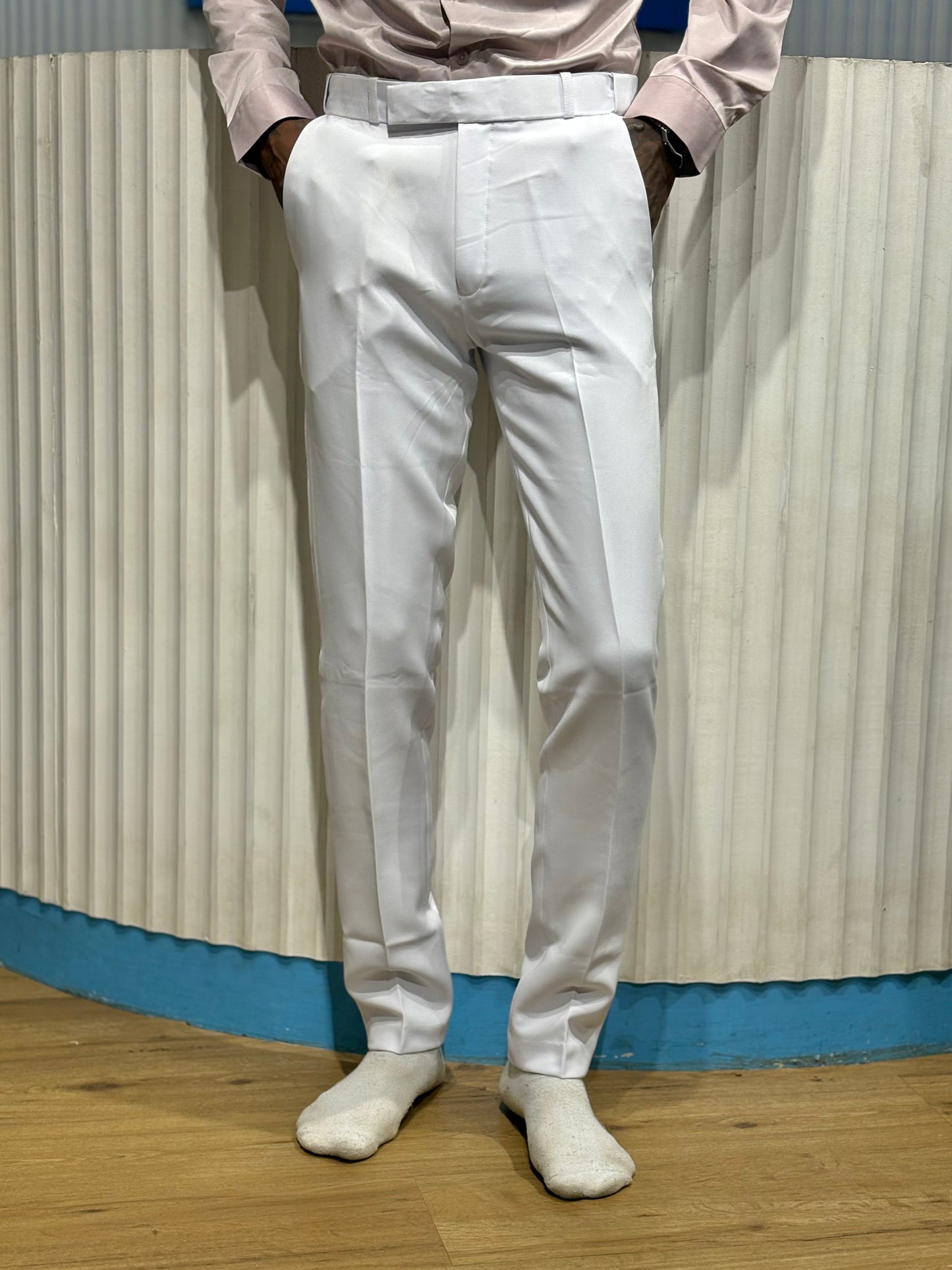 White Polo Fit Formal Pants