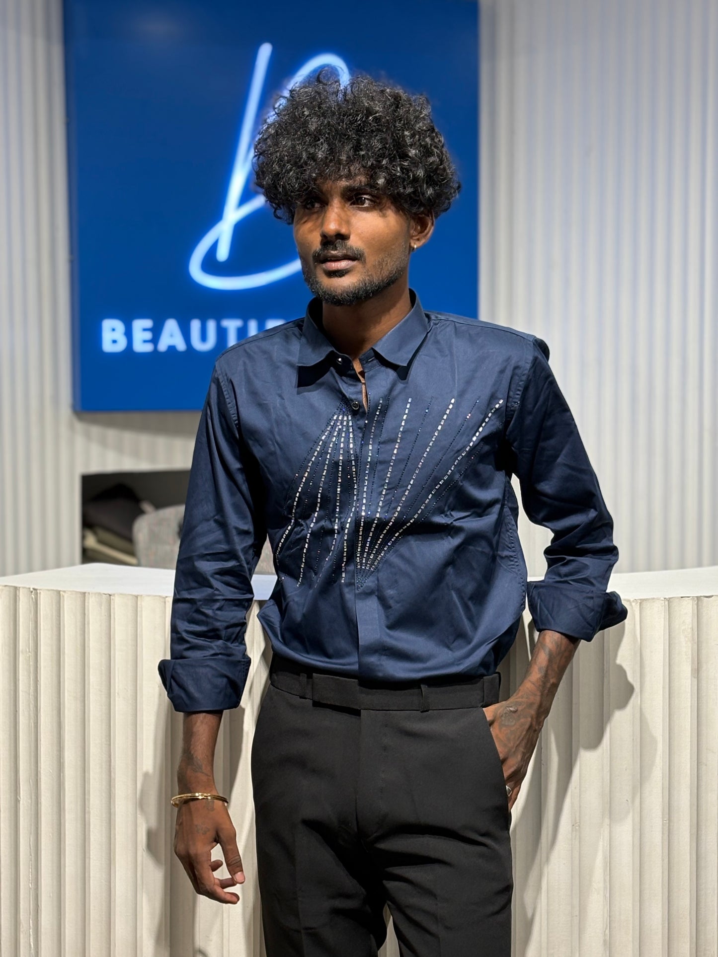 Navy Blue Designer Shirt