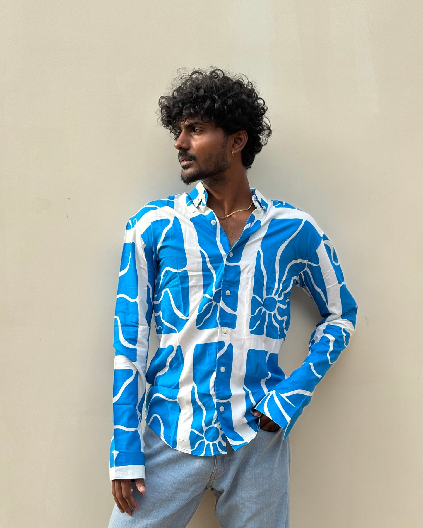 Blue Rayon Viscose Shirt