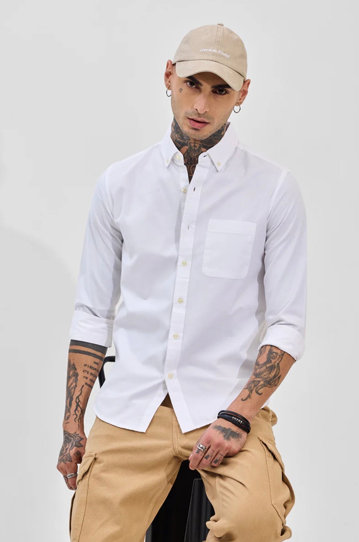 White Button Down Slim Fit Shirt
