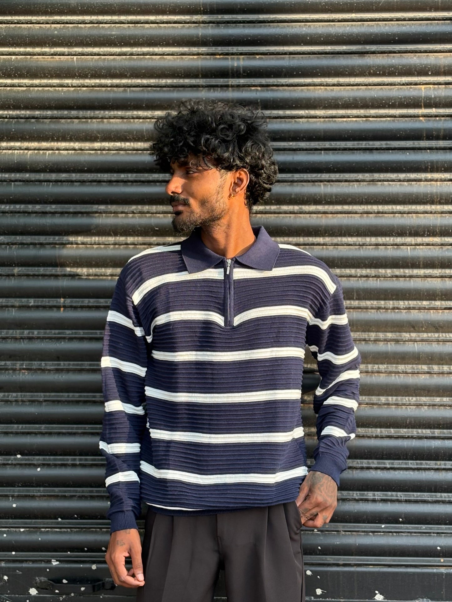 Blue Full Sleeve Polo Tshirt