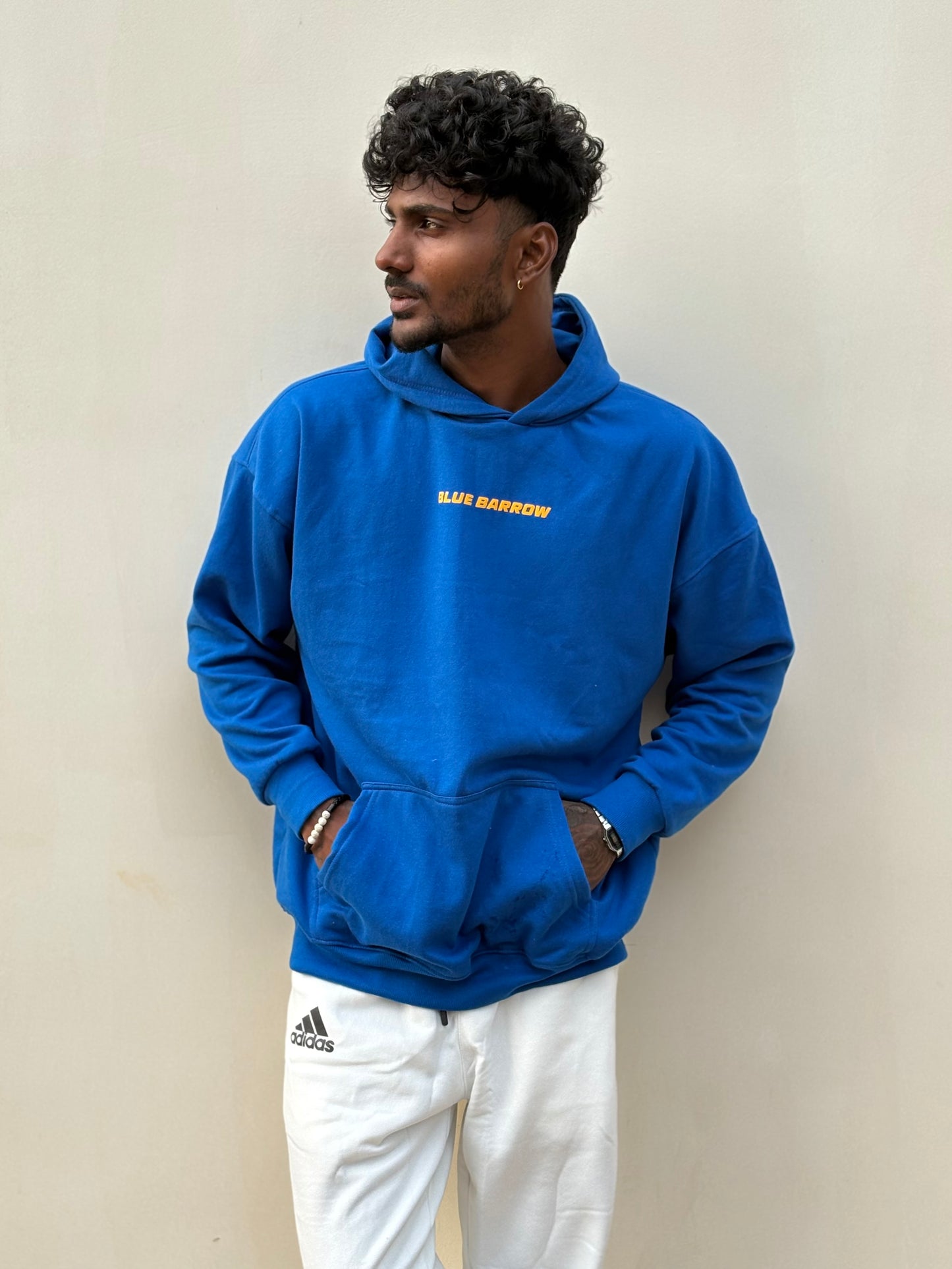 Blue Printed Oversized Hoodie