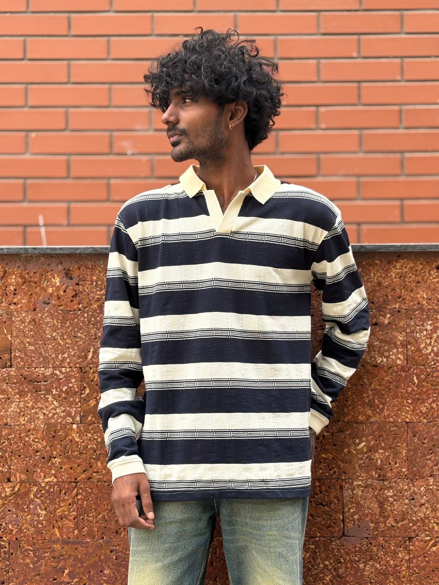 Navy Full Sleeve Polo Tshirt
