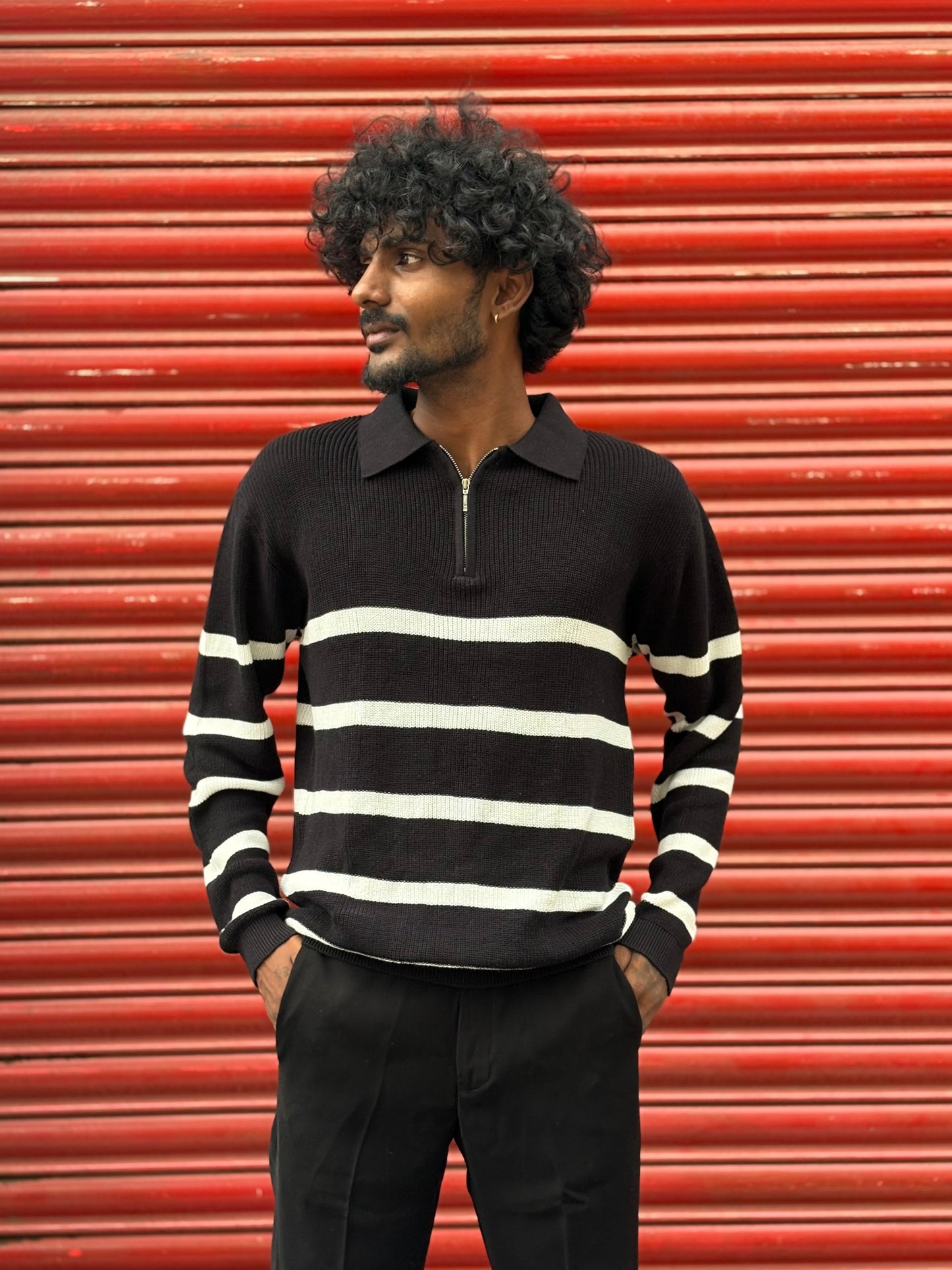Black Full Sleeve Polo Tshirt