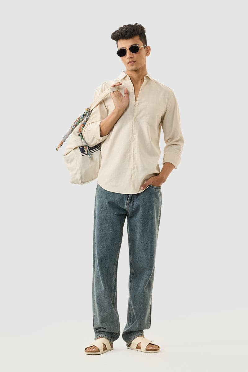 Light Yellow Linen Shirt