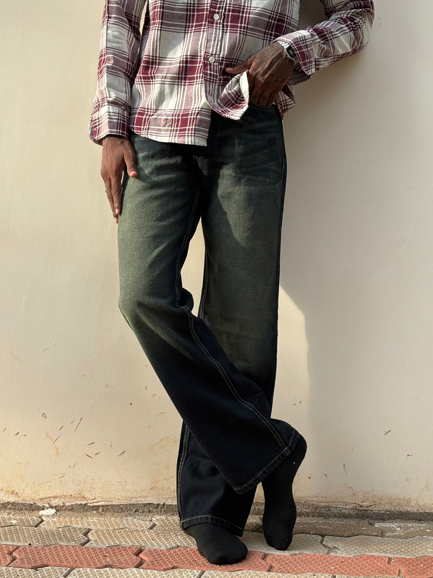 Blue And Green Baggy Jeans