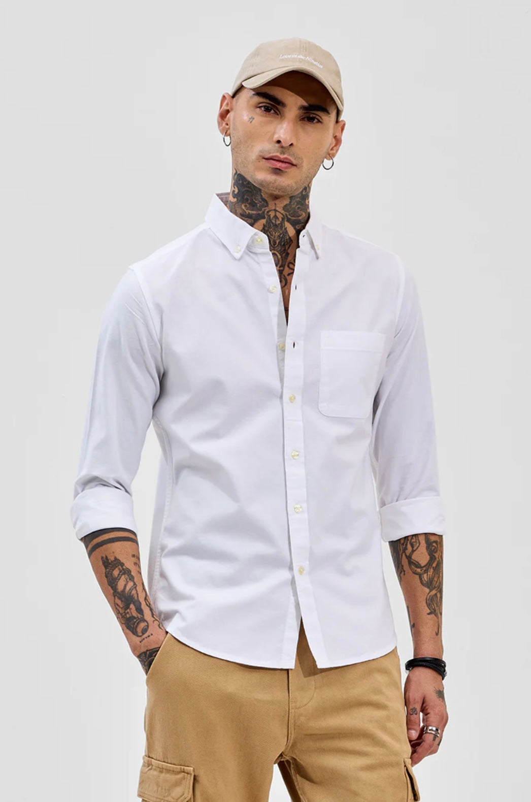 White Button Down Slim Fit Shirt