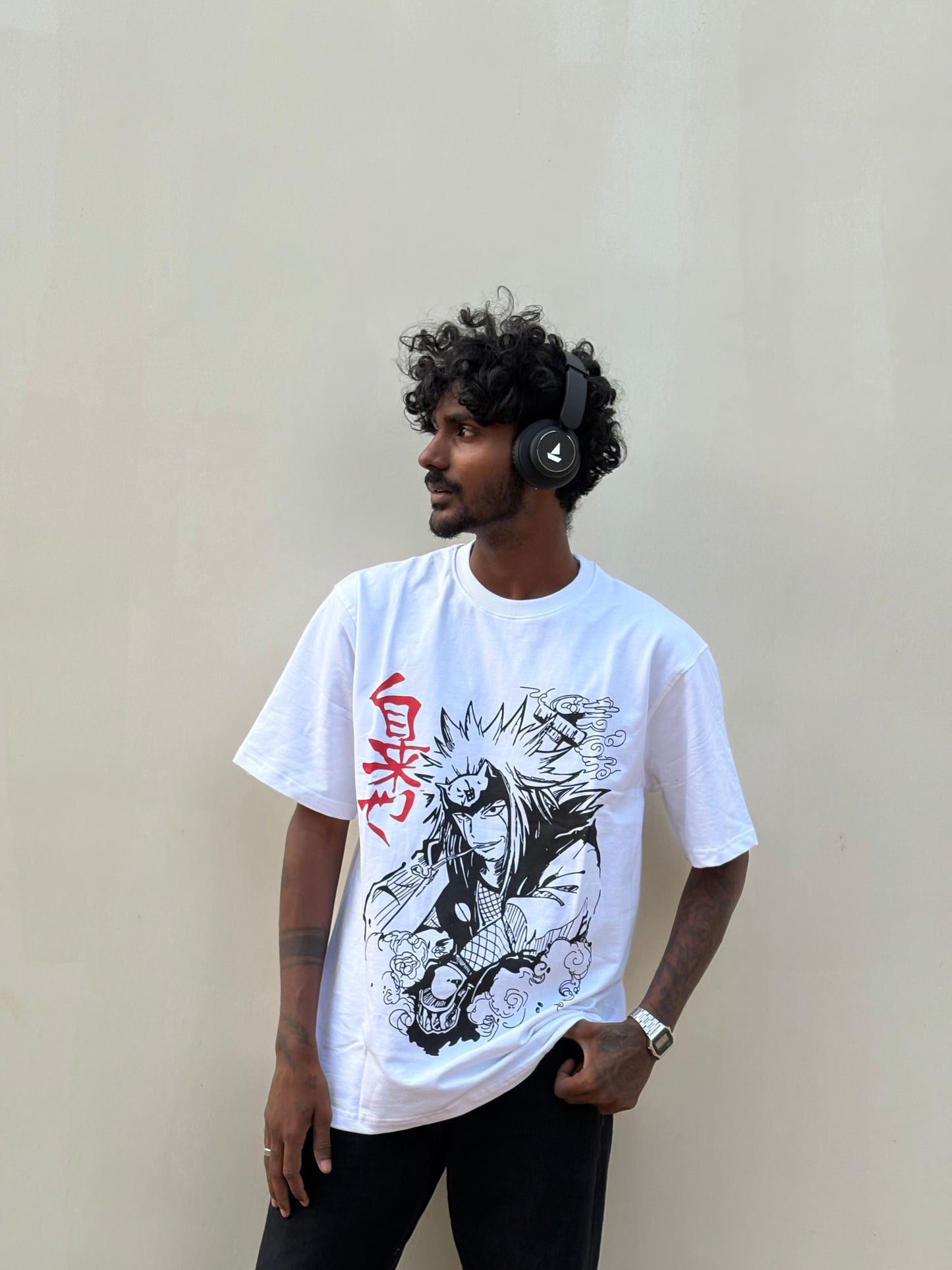White Anime Oversized Tshirt