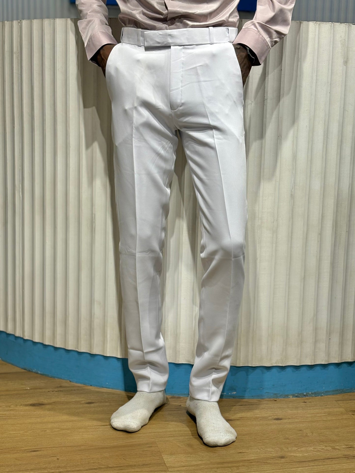 White Polo Fit Formal Pants