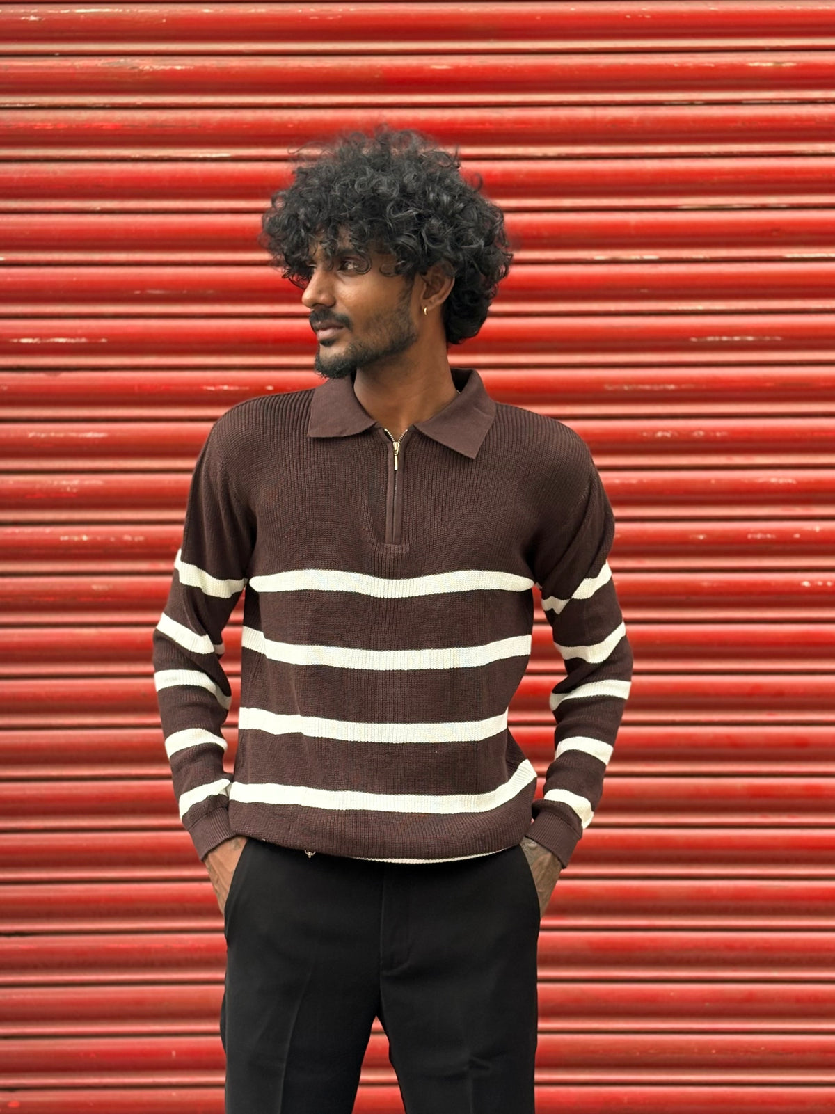 Brown Full Sleeve Polo Tshirt