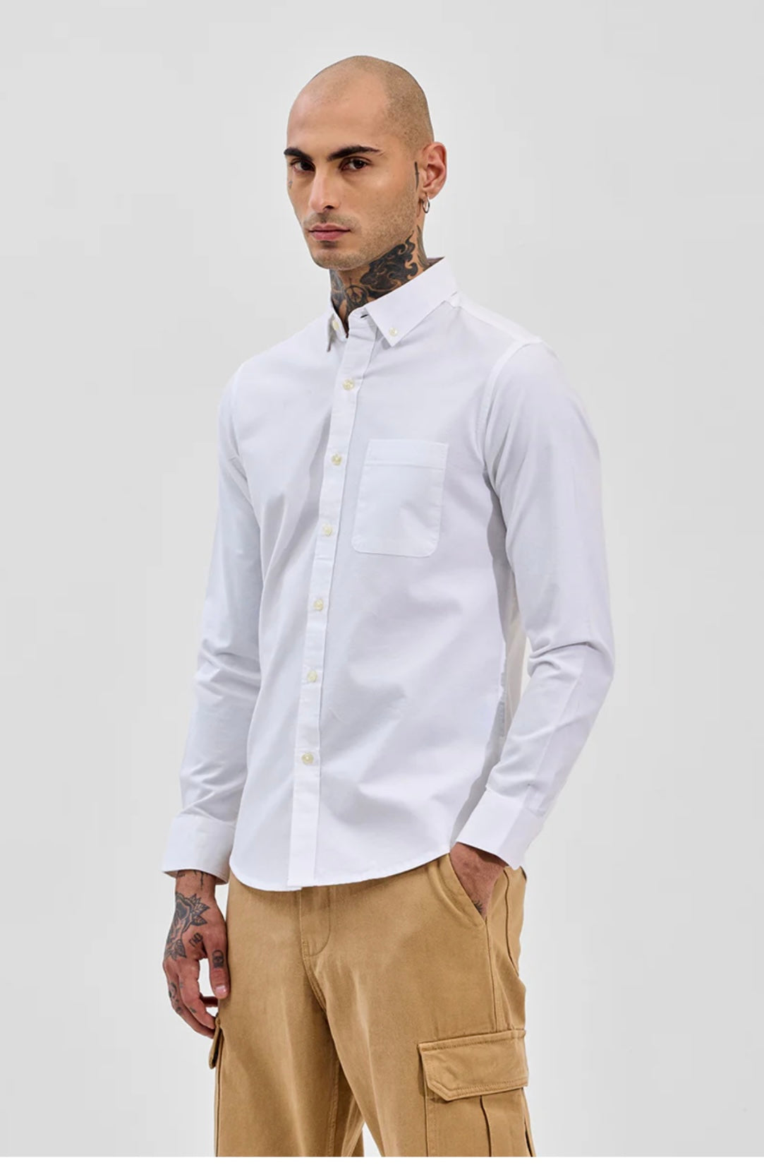 White Button Down Slim Fit Shirt