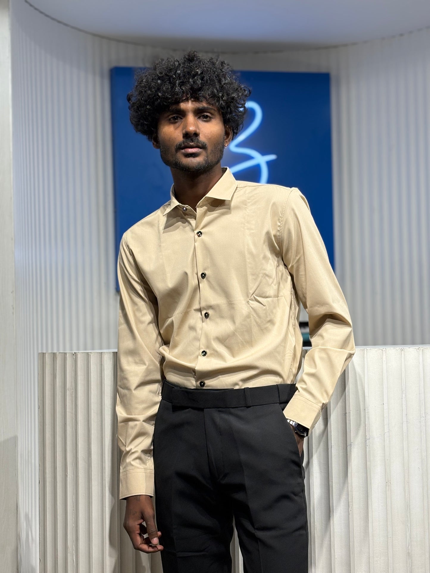 Yellow Slim Fit Liquid Shirt