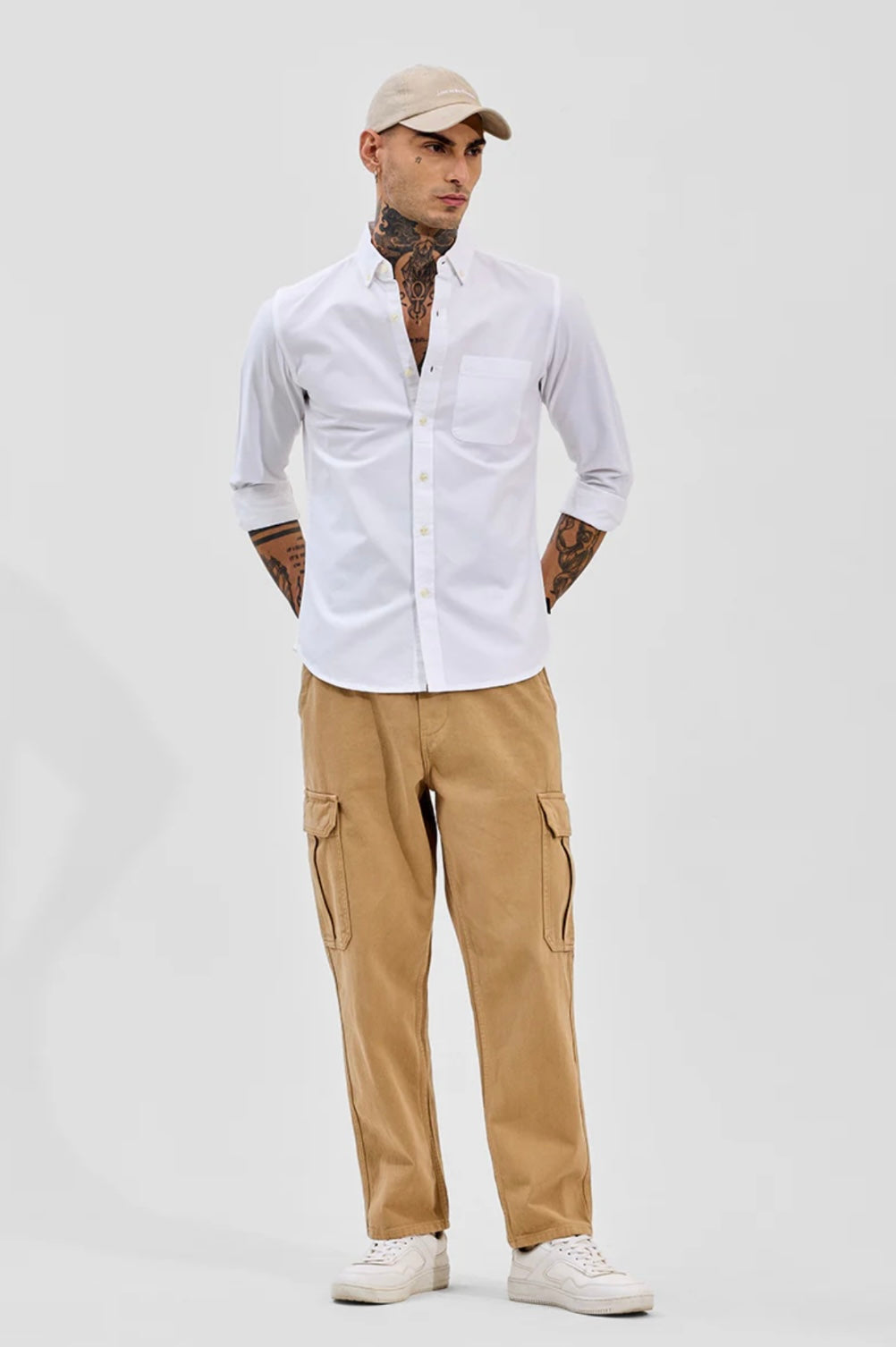 White Button Down Slim Fit Shirt