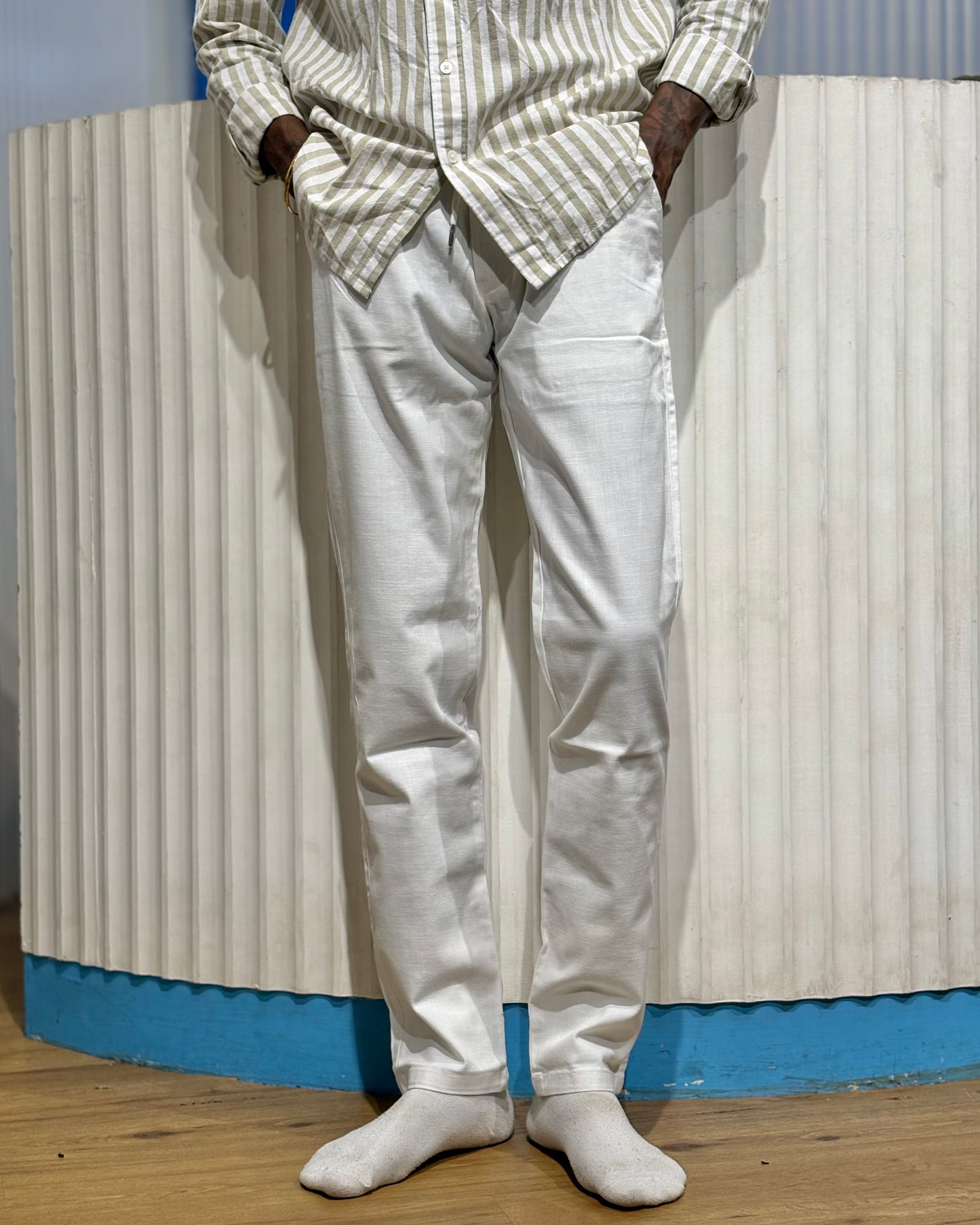 White Linen Draw String Pants