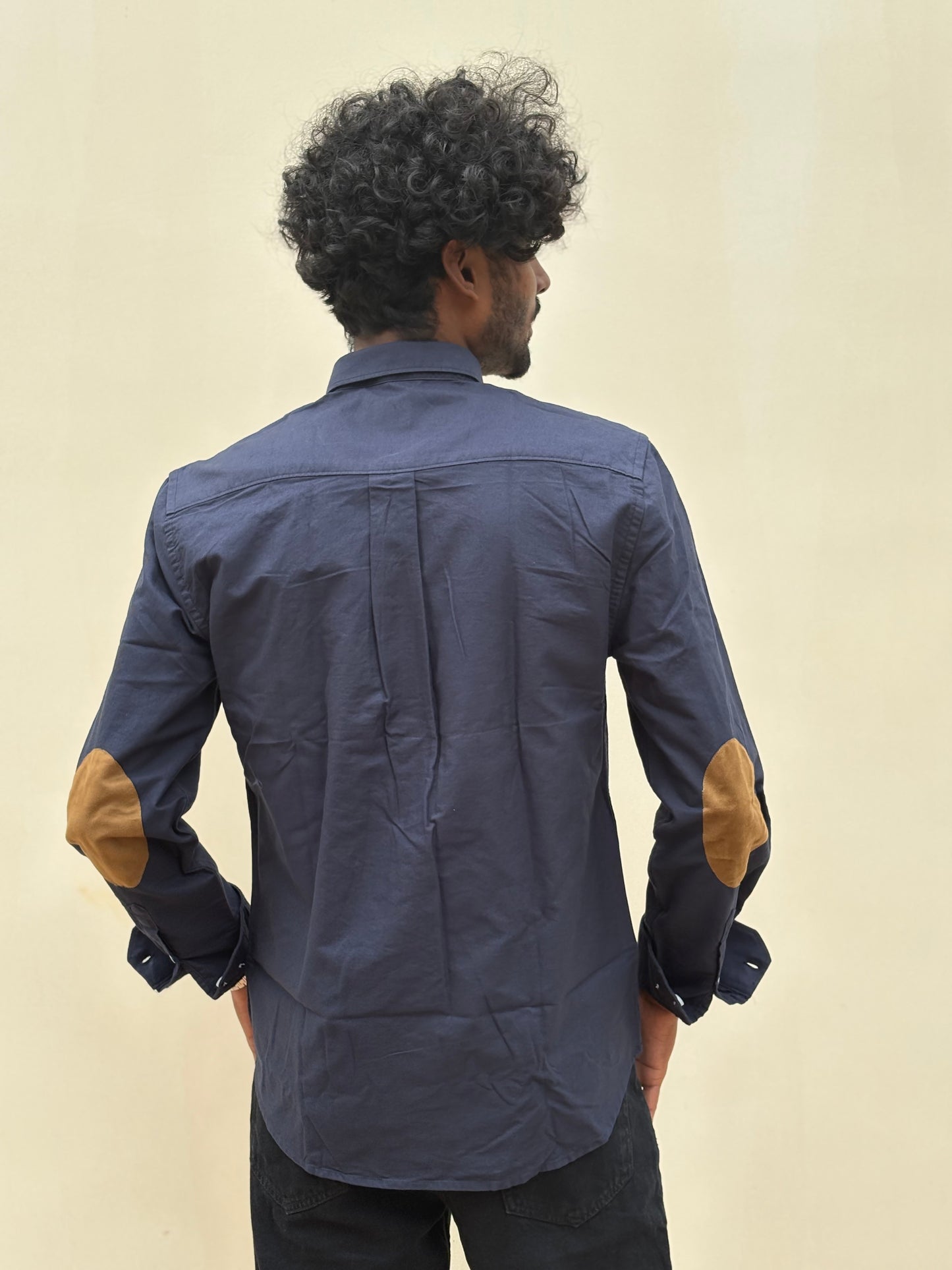 Navy Blue Elbow Patch Shirt
