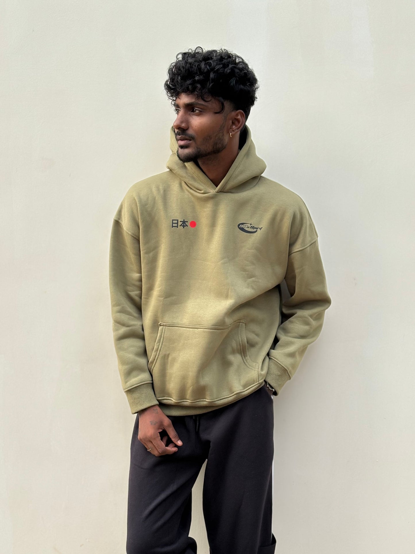 Green Printed Oversized Hoodie