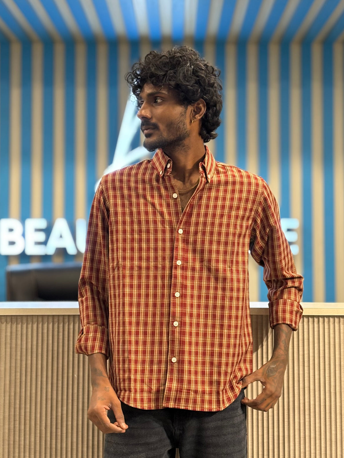 Red Imported Checked Shirt