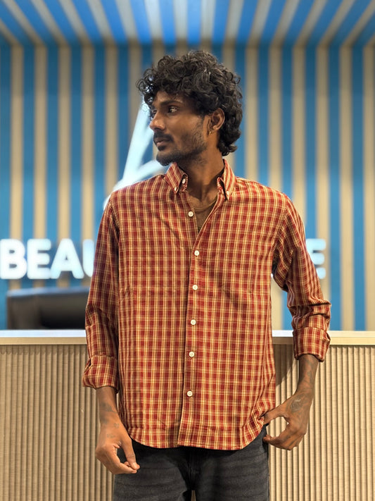 Red Imported Checked Shirt