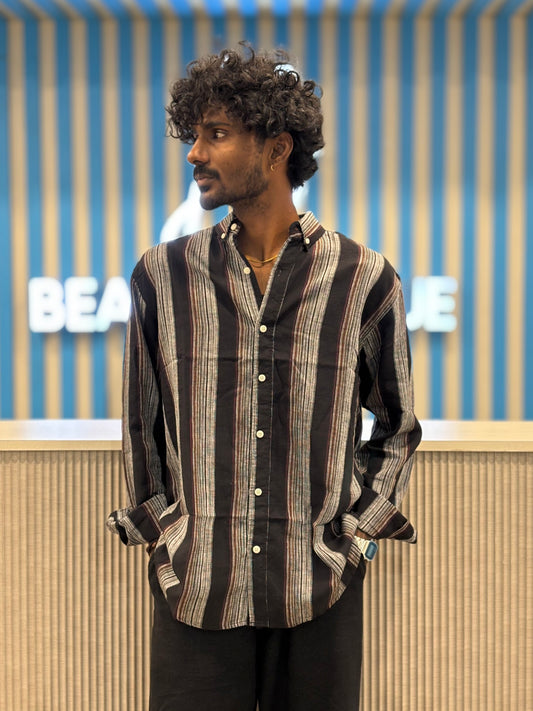 Black Striped Linen Shirt