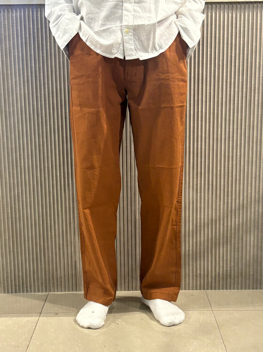 Light Brown Linen Relaxed Fit Draw String Pants