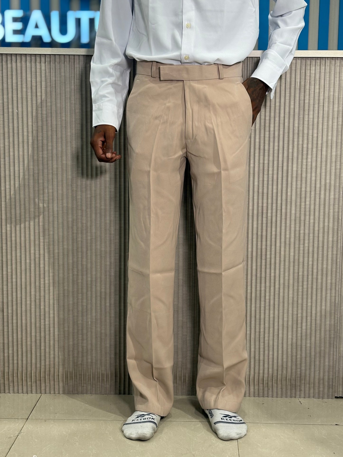 Beige Armani Loose Fit Pants