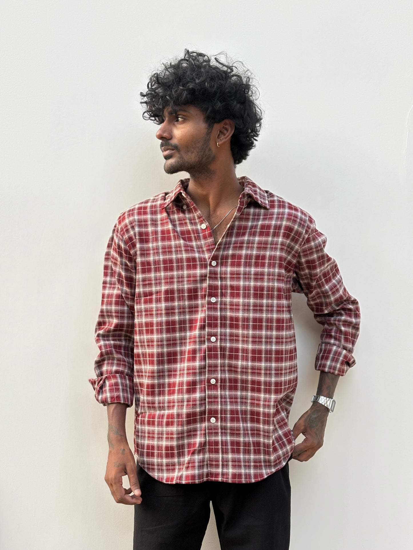 Red Imported Checked Shirt