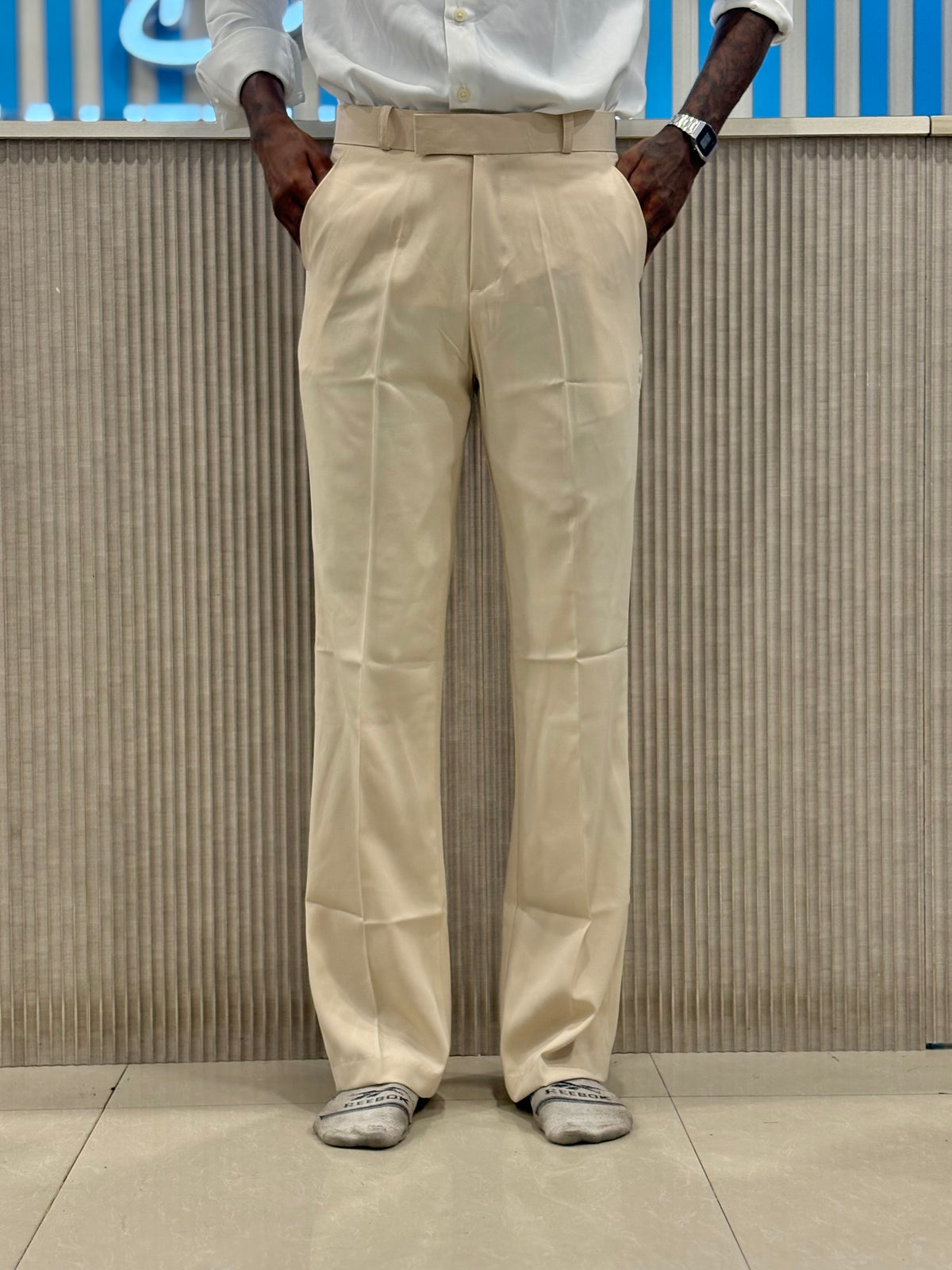 Beige Armani Bootcut Formal Pants