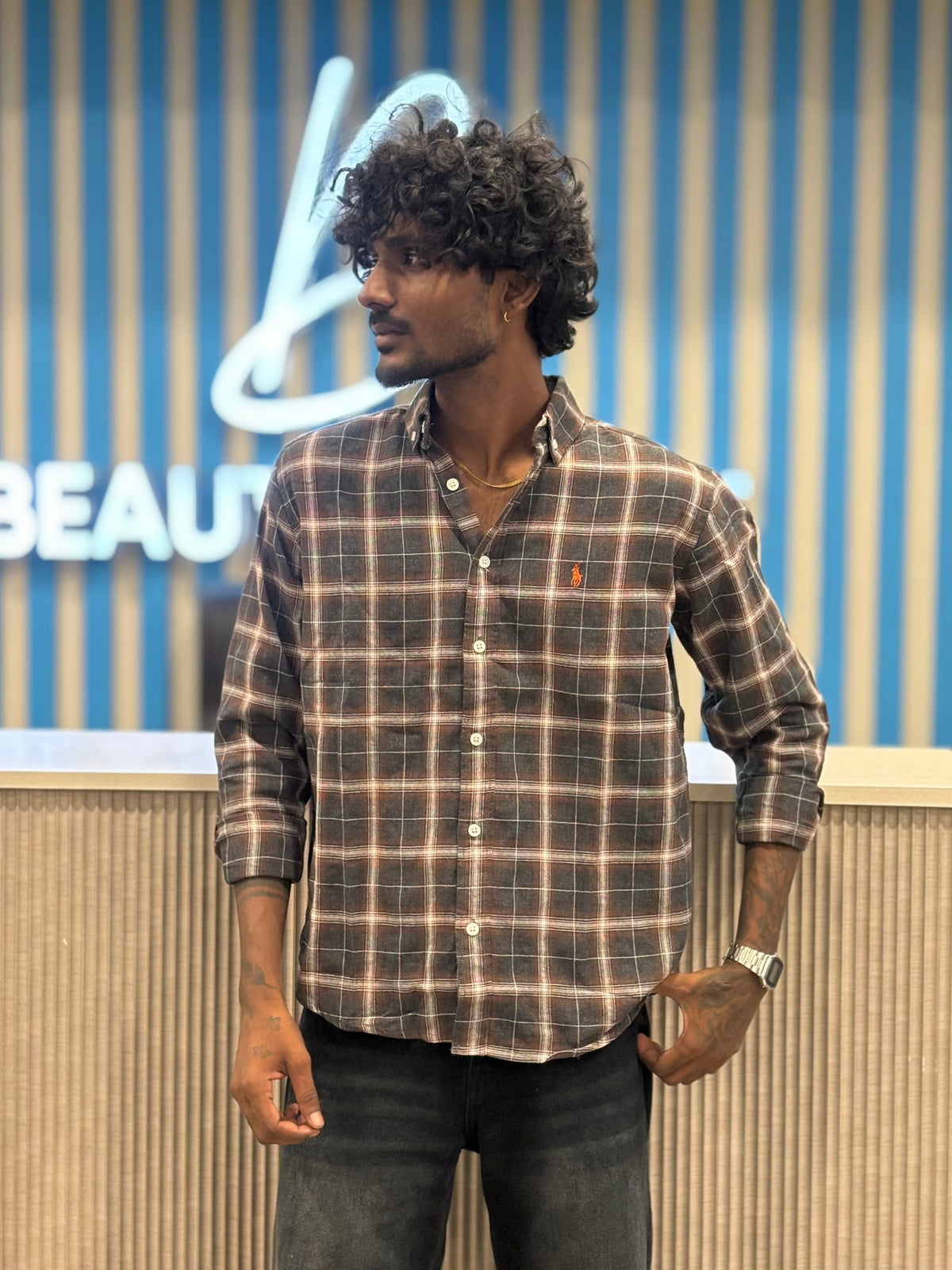 Brown Flannel Checked Shirt