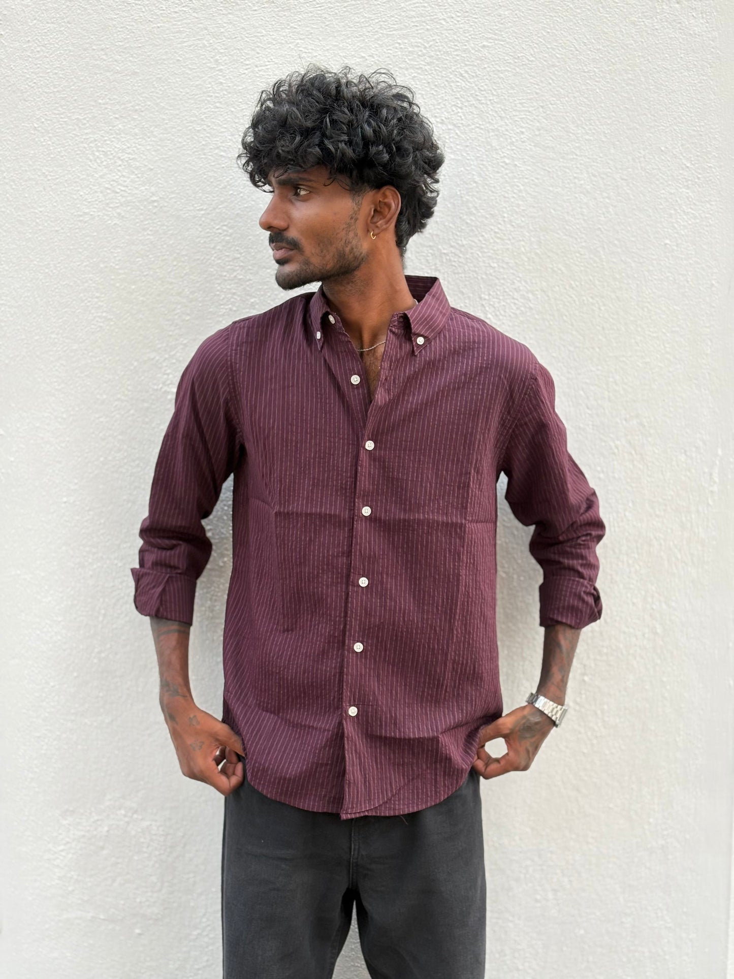 Maroon Striped Shirt