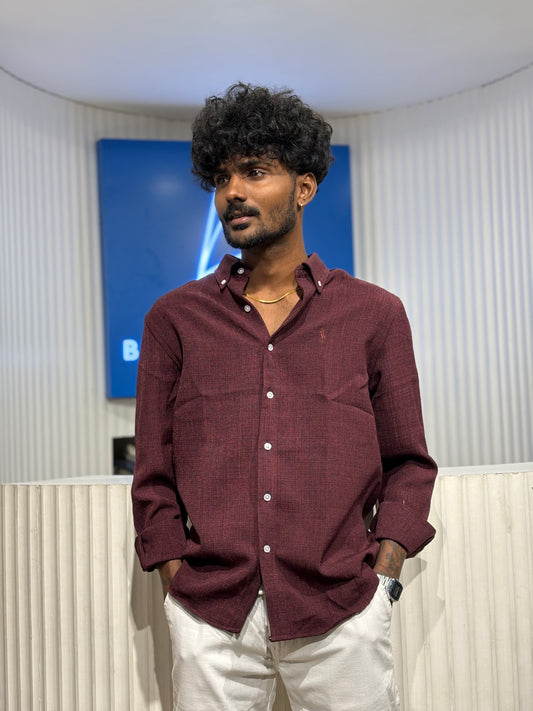 Maroon Linen Blended Shirt