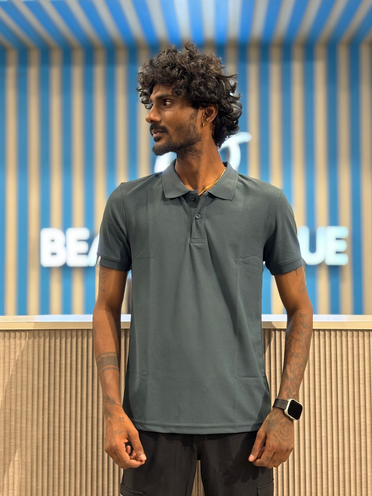 Dark Green Honeycomb Polo Tshirt
