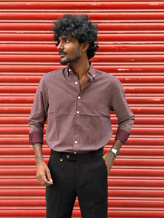 Maroon Striped Shirt