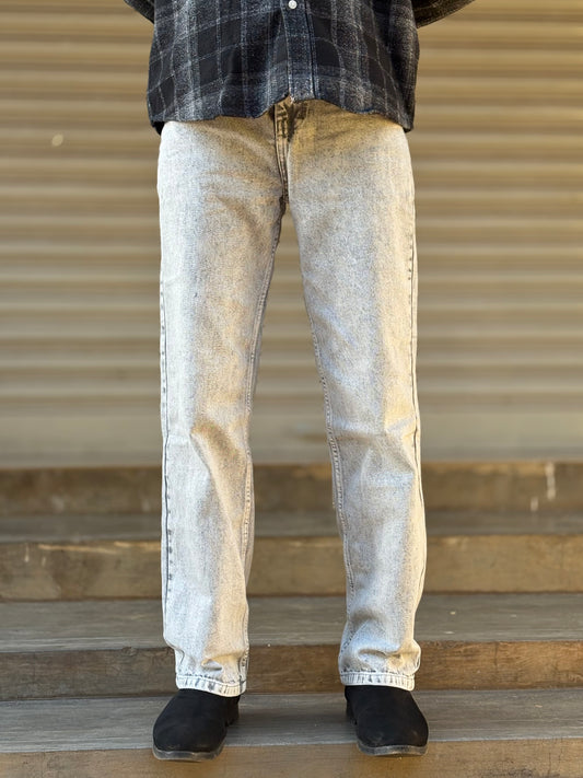 Grey Acid Wash Baggy Jeans