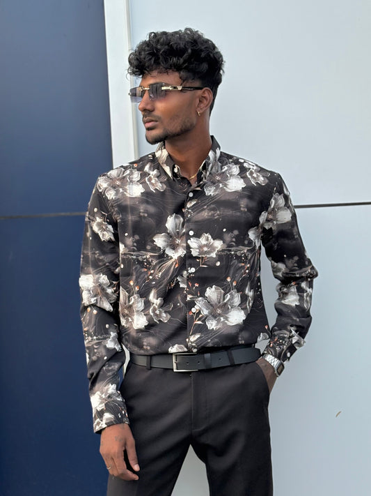 Black Imported Rayon Viscose Shirt