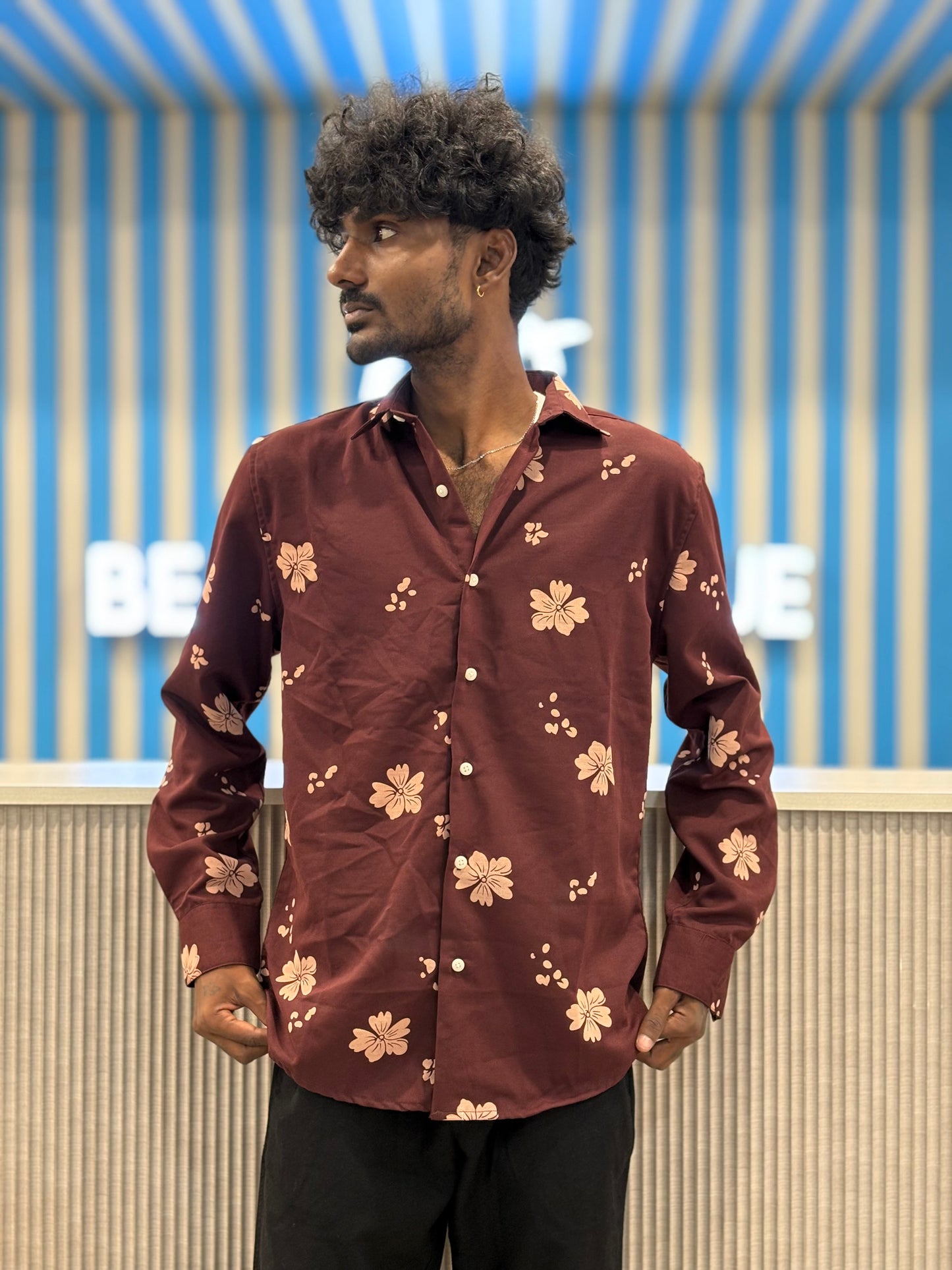 Maroon Puff Printed Shirt