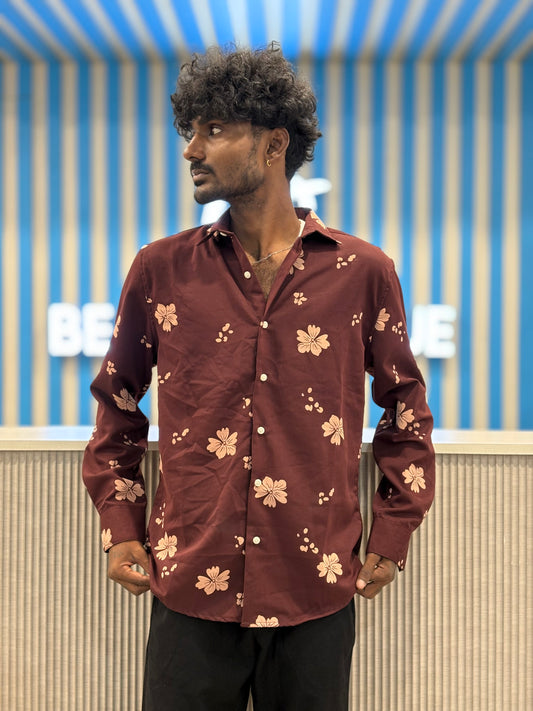 Maroon Puff Printed Shirt
