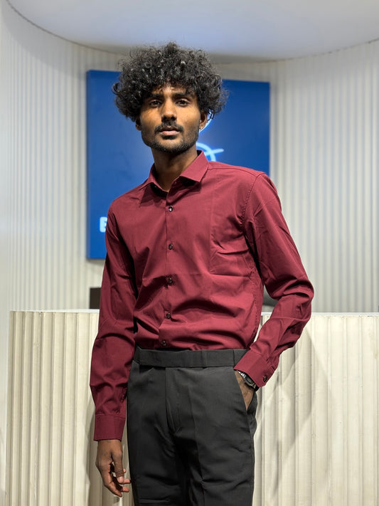 Red Slim Fit Liquid Shirt
