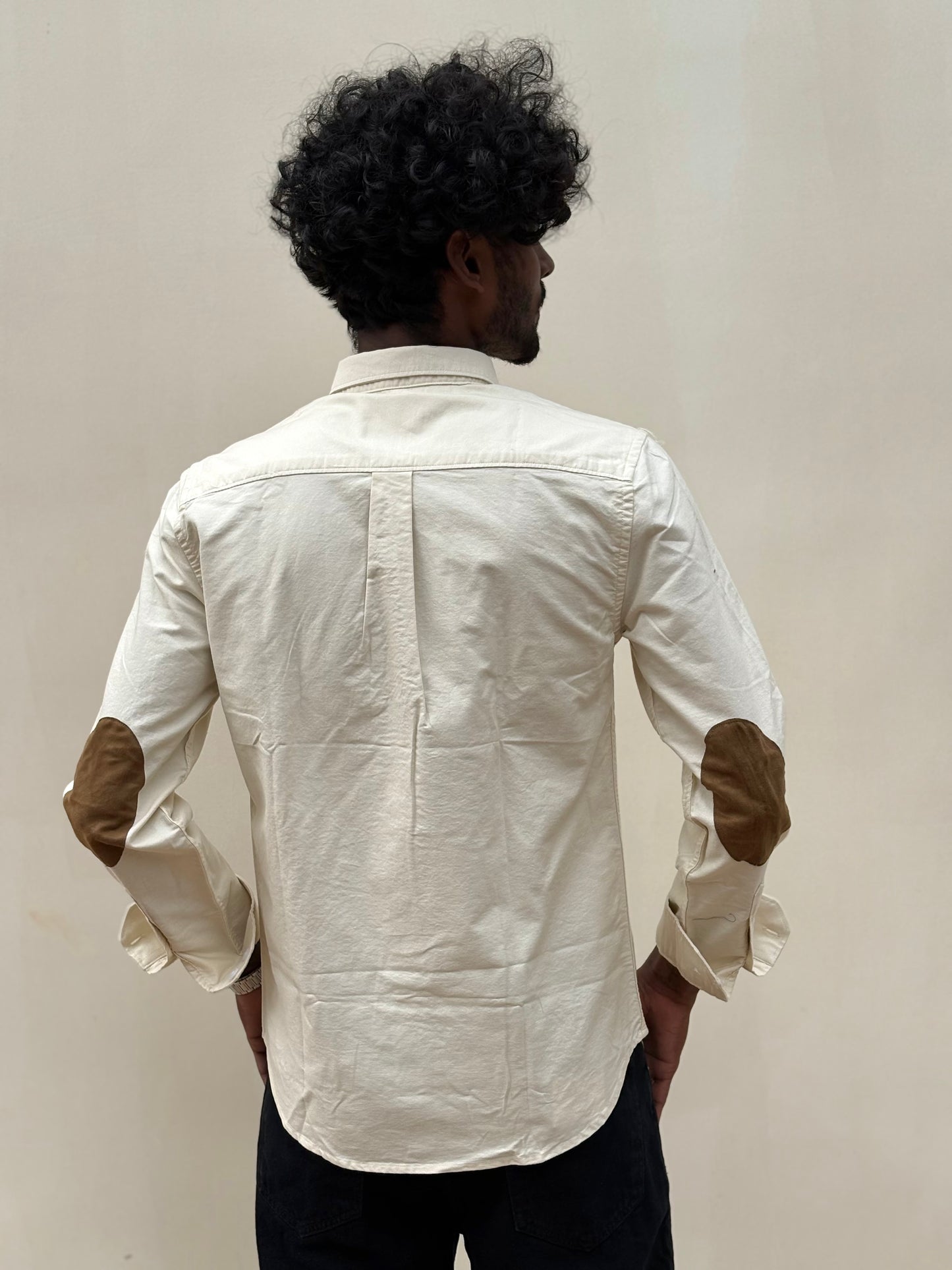 Light Yellow Elbow Patch Shirt