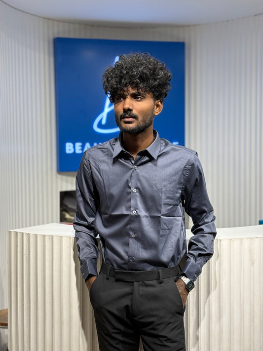 Blue Slim Fit Liquid Shirt