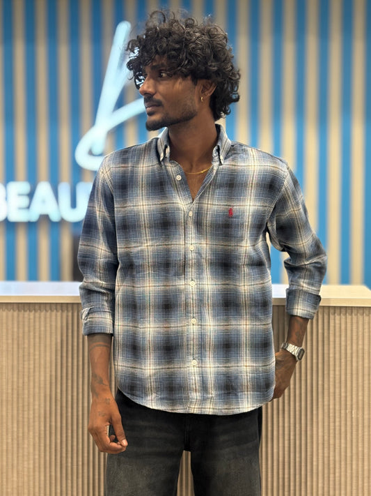 Blue Flannel Checked Shirt