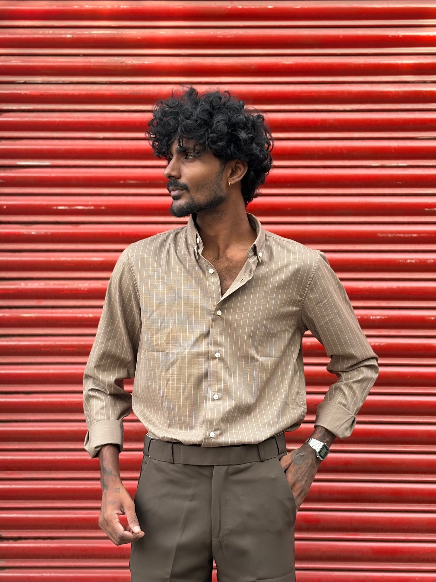 Beige Striped Shirt