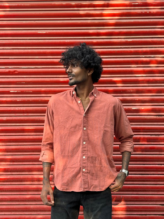 Light Brick Red Corduroy Shirt