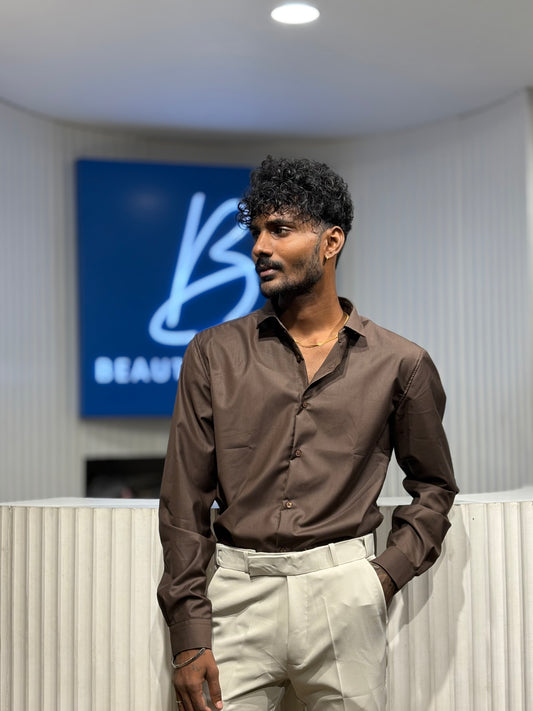 Brown Slim Fit Liquid Shirt